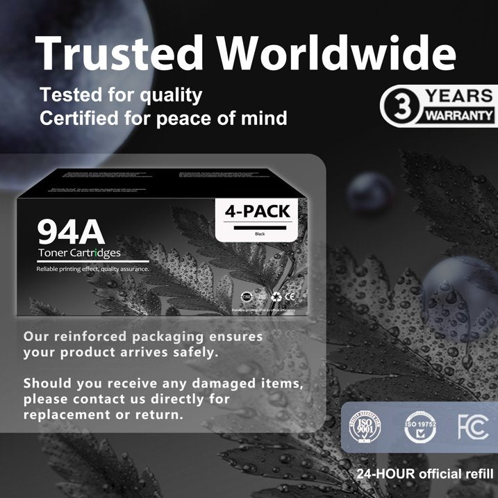 94A Toner Cartridge Compatible for 94A Black Toner Cartridge Laserjet Pro MFP M148dw M148fdw M149 Printer (4-Pack)