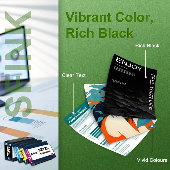 950XL and 951XL Ink Cartridges 4 Pack Compatible for HP950 and 951 XL Ink Cartridges Combo Pack Works with OfficeJet Pro 8600 8610 8620 Printers