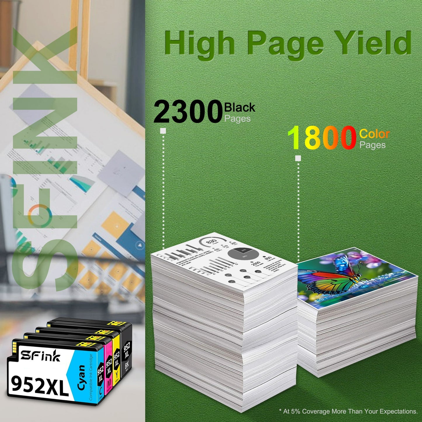 952XL Ink Cartridges 4 Pack High Yield Compatible for HP952 XL 952 Ink Works with OfficeJet Pro 7740 8710 8730 8740 8210 Printers