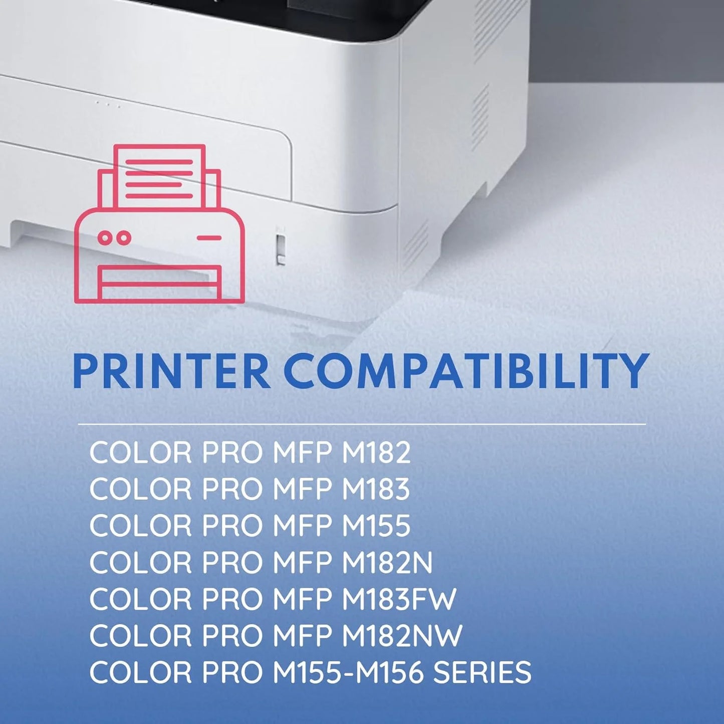 (High Yield, with Chip) 215A Black, Cyan, Yellow, Magenta Toner Cartridge | Compatible for HP 215A 4 Pack Works with Color Laser Pro M155, Pro MFP M182, M183 Series | W2310A W2311A W2312A W2313A