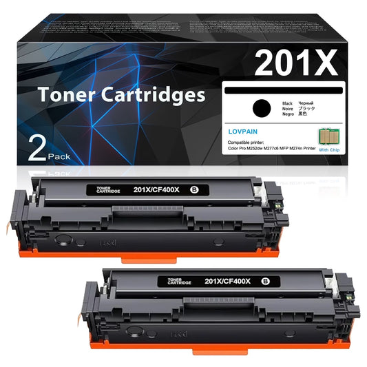 201X | CF400X High Print Each Toner Cartridge 2 Pack Black [3,300 pages] Compatible for HP Pro M252dw M252n M277n Printer, 201X Toner