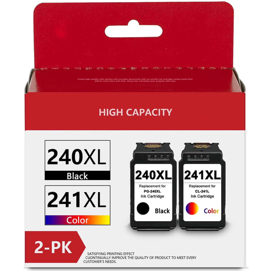 240XL 241XL Ink Cartridge 2 Pack Compatible for Canon 240 XL 241 XL Combo Pack Ink for PIXMA MG3620 MG3600 MG2120 MG3120 TS5120 Printer (Black/Tri-Color)