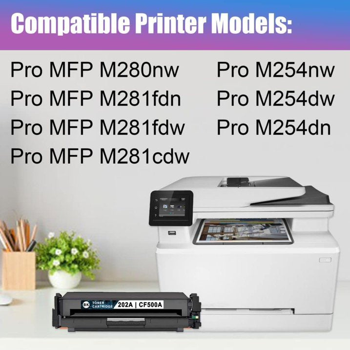 3-Pack Black High Yield 202A | CF500A Toner Cartridge Compatible for Color Pro MFP M280nw M281fdn M254dn Printer