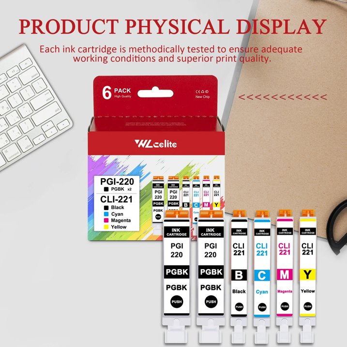 PGI 220 CLI 221 Ink Cartridge Compatible for Canon 220 221 Ink to for MX870 MP980 Printer