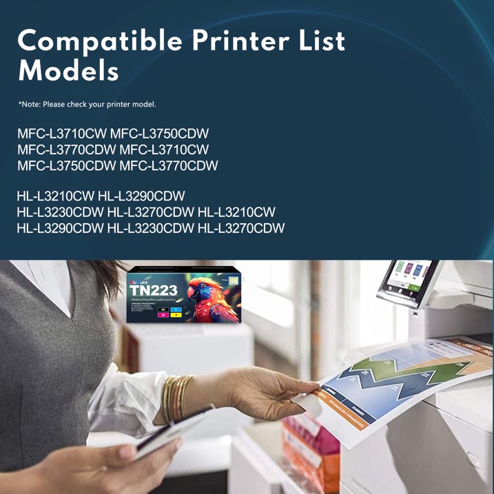 ALUMUINK TN223 High Yield Toner Cartridge 4 Pack for Brother MFC-L3770CDW, MFC-L3710CW, MFC-L3750CDW, HL-3210CW, HL-3230CDW, HL-3270CDW, HL-3230CDN, DCP-L3510CDW, DCP-L3550CDW