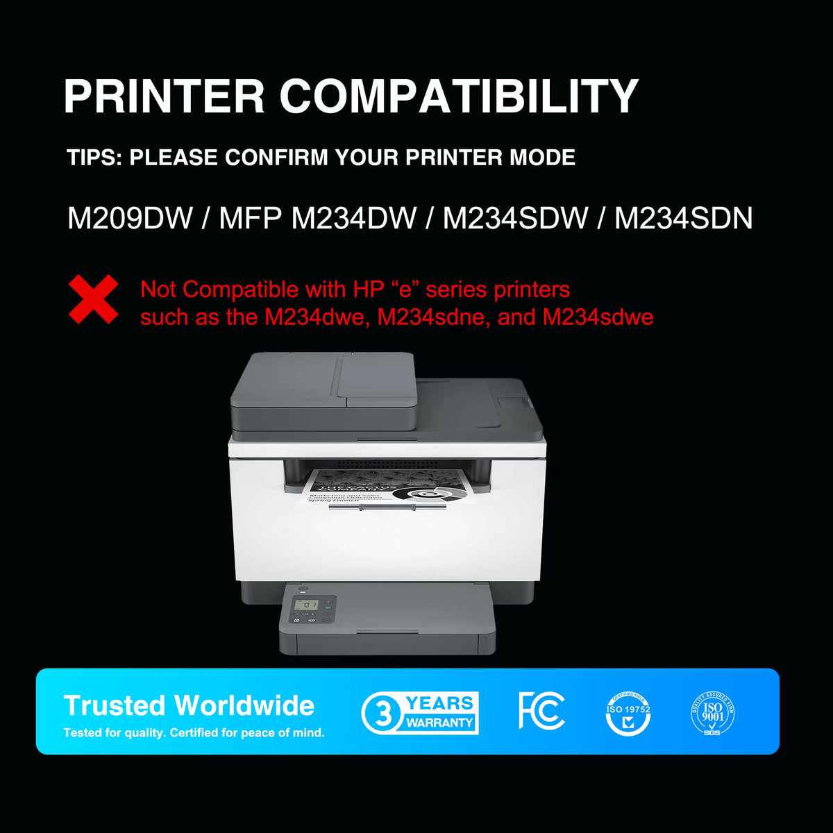 134X Black Toner Cartridges (with Chip) Compatible for 134X W1340X 134A W134A Toner Cartridges Work with M209dw MFP M234dw M234sdw M234sdn Printer (2 Pack)