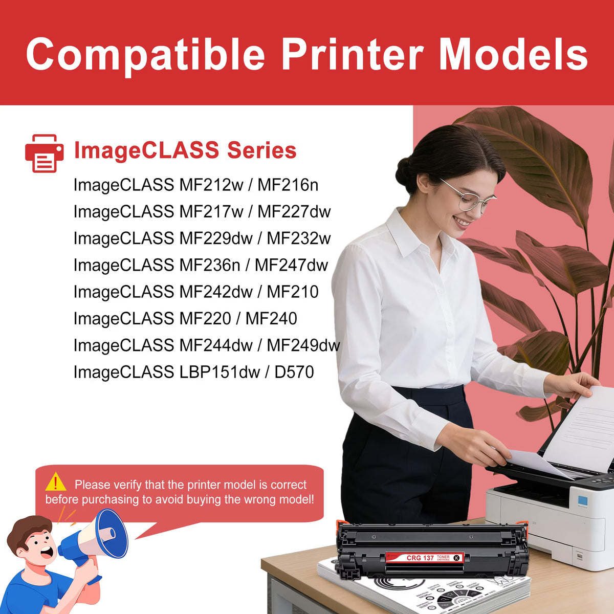 2 Pack Black 137 Toner Cartridges Compatible for CRG-137 137 Toner Cartridge use with imageCLASS MF217w MF227dw MF232w MF247dw MF244dw LBP151dw D570 MF242dw MF210 MF240 Printer