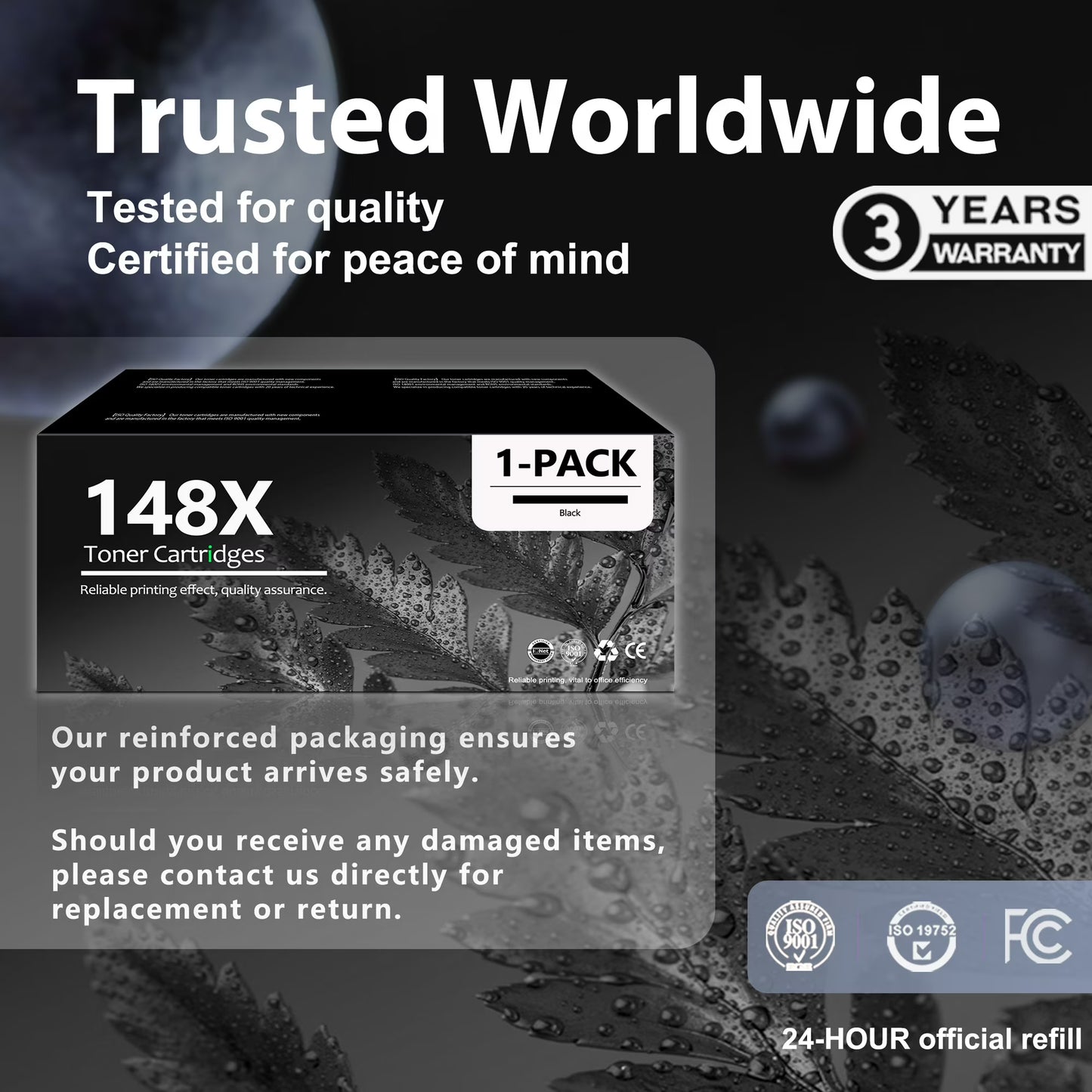 148X Black Toner Cartridge Compatible for 148X 148A High Yield for LaserJet Pro 4001dn 4001n Printer