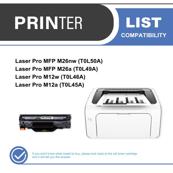 79A CF279A Toner Cartridge Black 1-Pack Compatible for HP 79A CF279A Toner Cartridges for Laser Pro M12, MFP M26 Series Printer