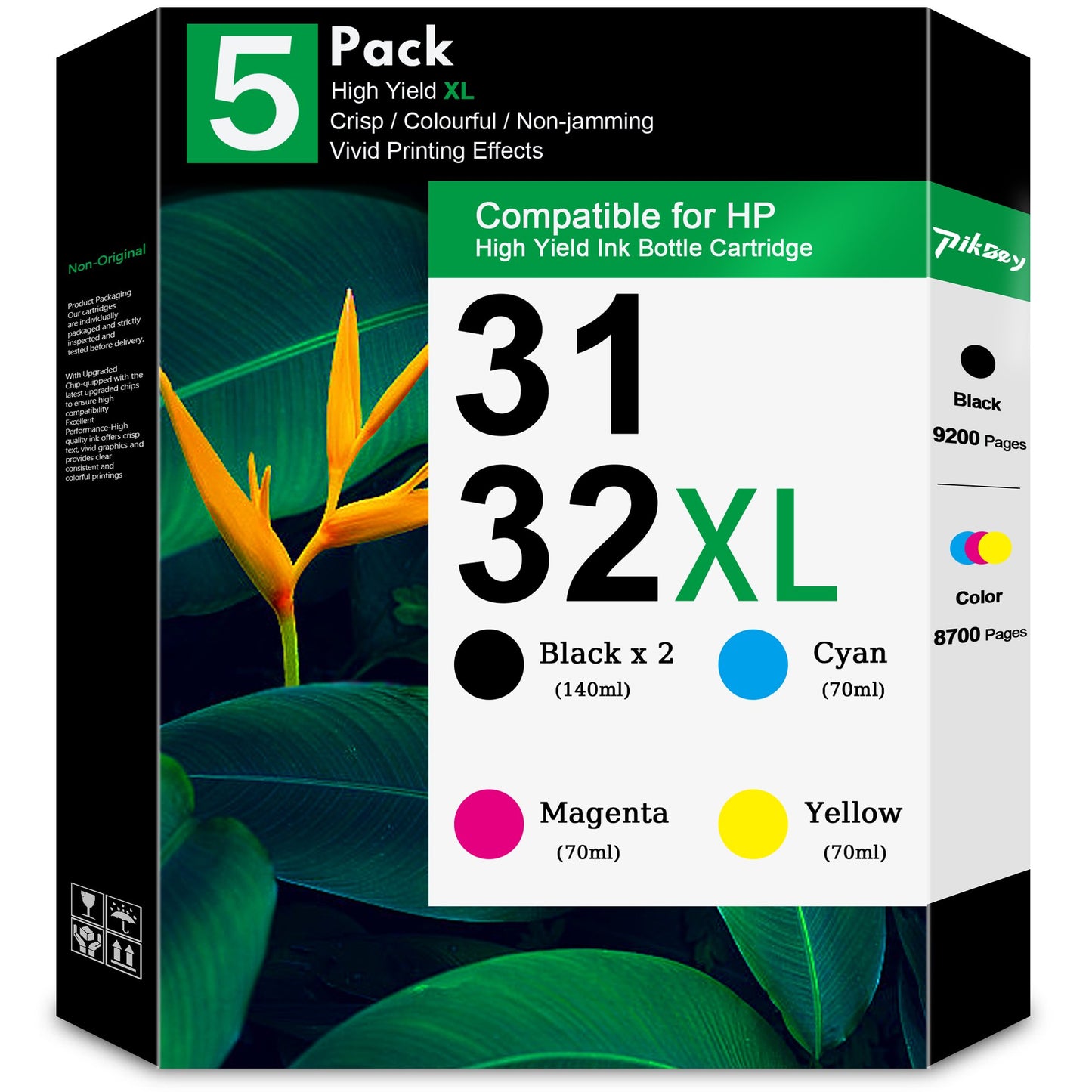31 Ink 32XL Black Ink Bottle Set (5-Pack) - Compatible for HP 31 32 XL Ink Bottle Set for Smart Tank 5000 6001 7301 Printers