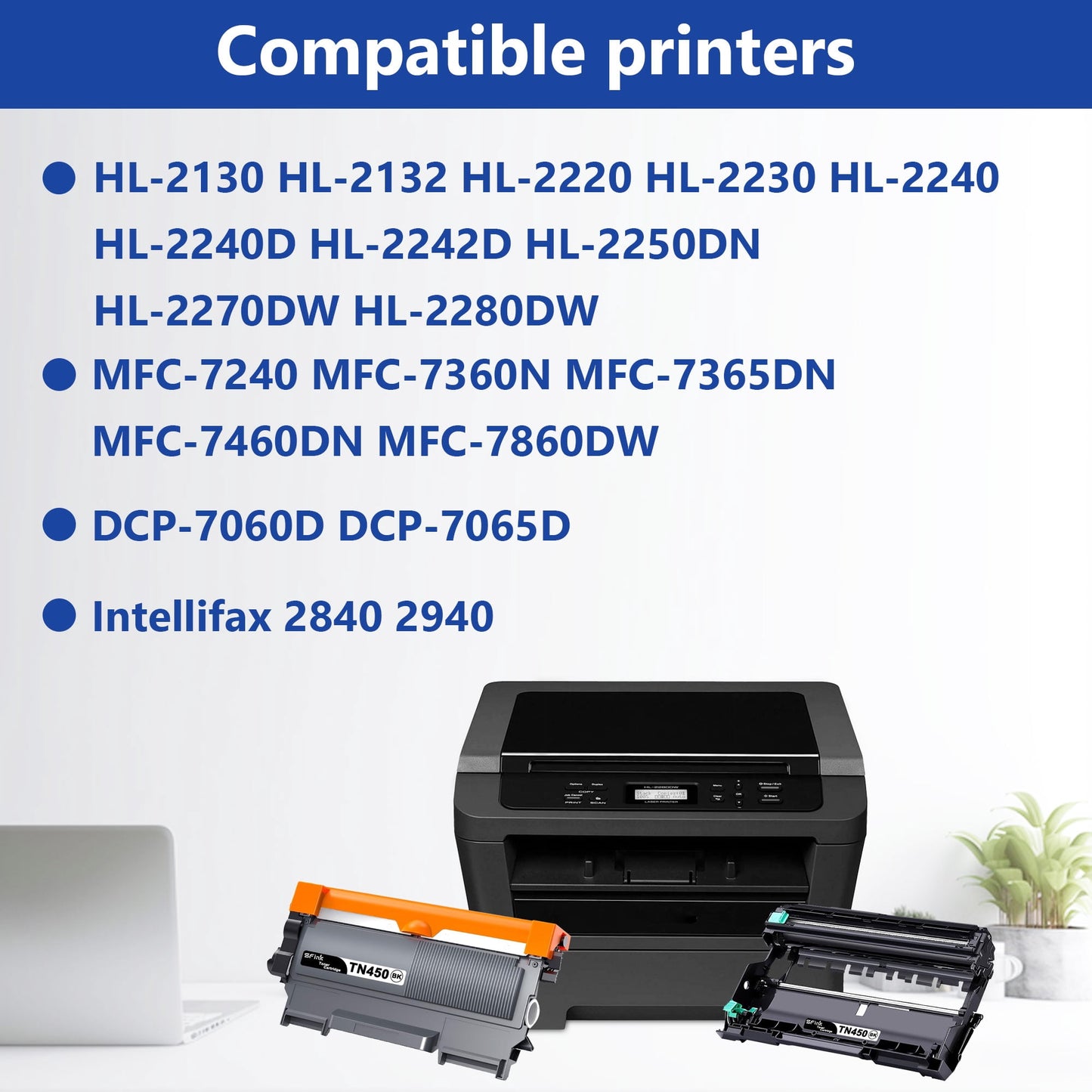 TN450 TN 450 DR420 Toner Cartridge Drum Unit Compatible for Brother TN 450 TN-450 DR 420 Use for DCP-7060D 7065DN,IntelliFax-2840 2940,HL-2220 2230 2240 2240D 2270DW 2275DW 2280DW (3 Pack Black)