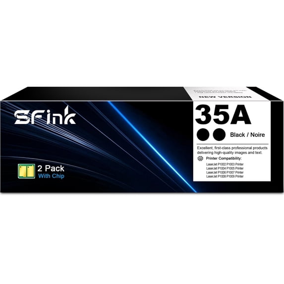 35A Toner Cartridge 2-Pack Black High Yield Compatible for HP35A CB435A for LaserJet P1002 P1003 P1004 P1005 P1006 P1007 P1008 P1009 Printer