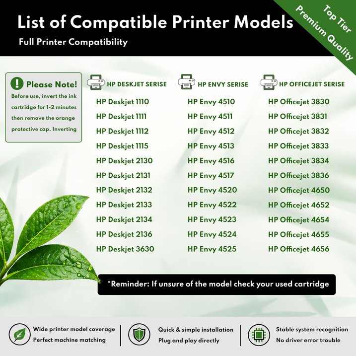 63 XL 63 Ink Cartridges Compatible for HP63XL Ink Cartridge Combo Pack for Deskjet 3630 1112 2130 ENVY 4520 4512 OfficeJet 3830 5255 Printer(2-Pack)