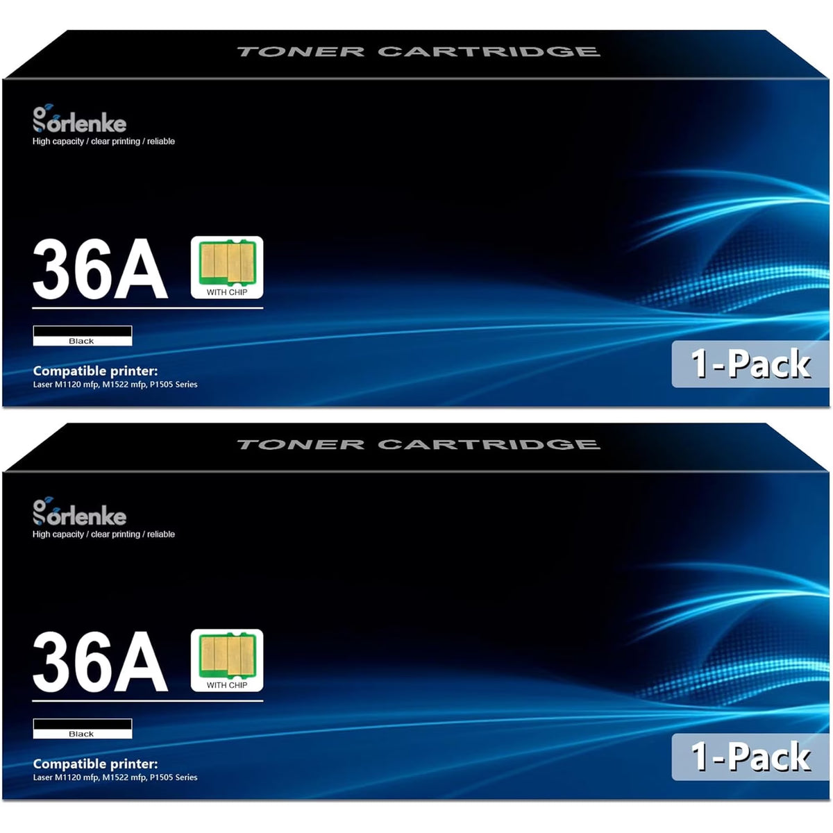 36A Black Toner Cartridge 2 Pack CB436D | 36A Ink Cartridge Replacement for HP 36A Toner Cartridge Works with M1522n MFP, M1522nf MFP, M1120 MFP, P1505, P1505n Printer | CB436A 36A Cartridge