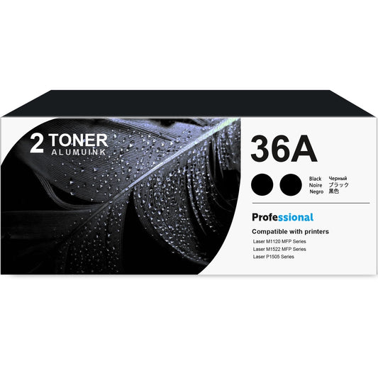 36A CB436A Toner Cartridge Black 2-Pack Compatible for 36A CB436A Toner Cartridges for Laser M1120mfp Series, M1522 MFP P1505 Series Printer
