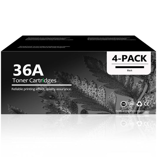 36A CB436A Toner Cartridge Compatible for 36A Black Toner Cartridge for LaserJet P1505 P1505n Printer (4 Pack)