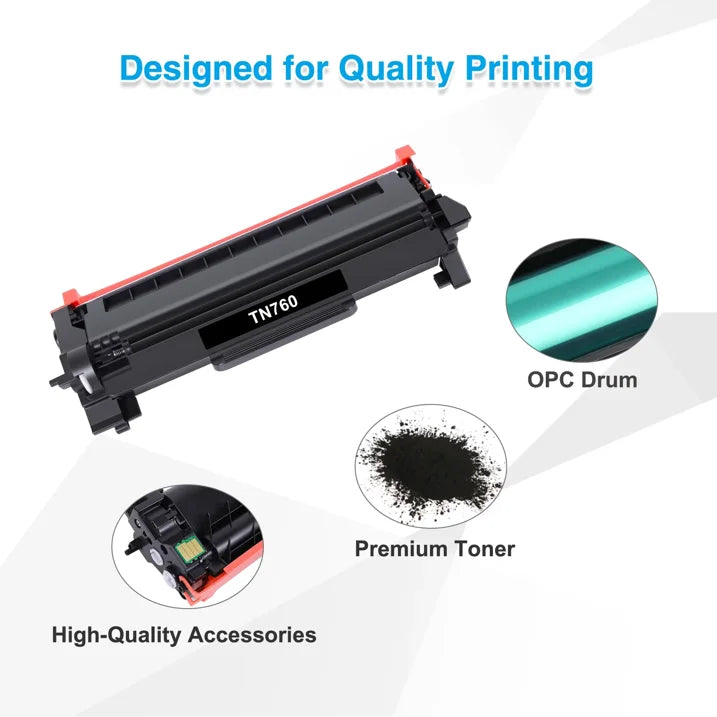 TN760 Toner Cartridge Compatible for Brother TN760 TN-760 TN730 TN770 HL-L2350DW HL-L2370DW MFC-L2750DW MFC-L2710DW MFC-L2730DW DCP-L2550DW Printer Ink (Black 1-Pack)