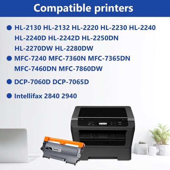 TN450 TN420 Toner Cartridge 4 Pack Black Compatible for Brother TN-450 TN 450 TN-420 TN 420 for MFC-7360N MFC-7860DW HL-2230 Printer High Yield
