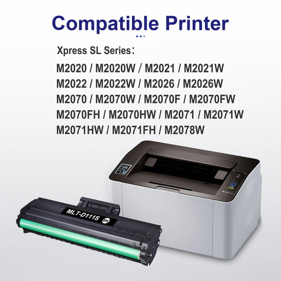 MLT-D111S Toner Cartridge High Yield Compatible for Samsung 111S MLTD111S MLT D111S for Xpress M2020W M2070FW M2070W M2020 M2024W Printer (1 Black)