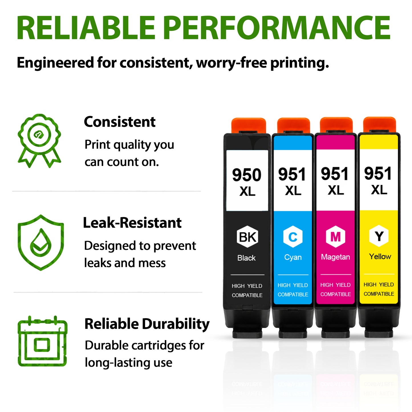 950XL 951XL Ink Cartridges Combo Pack Compatible for 950 951 Ink Cartridges Works with OfficeJet Pro 9022 9022e 9025 9025e Printers (4-Pack)