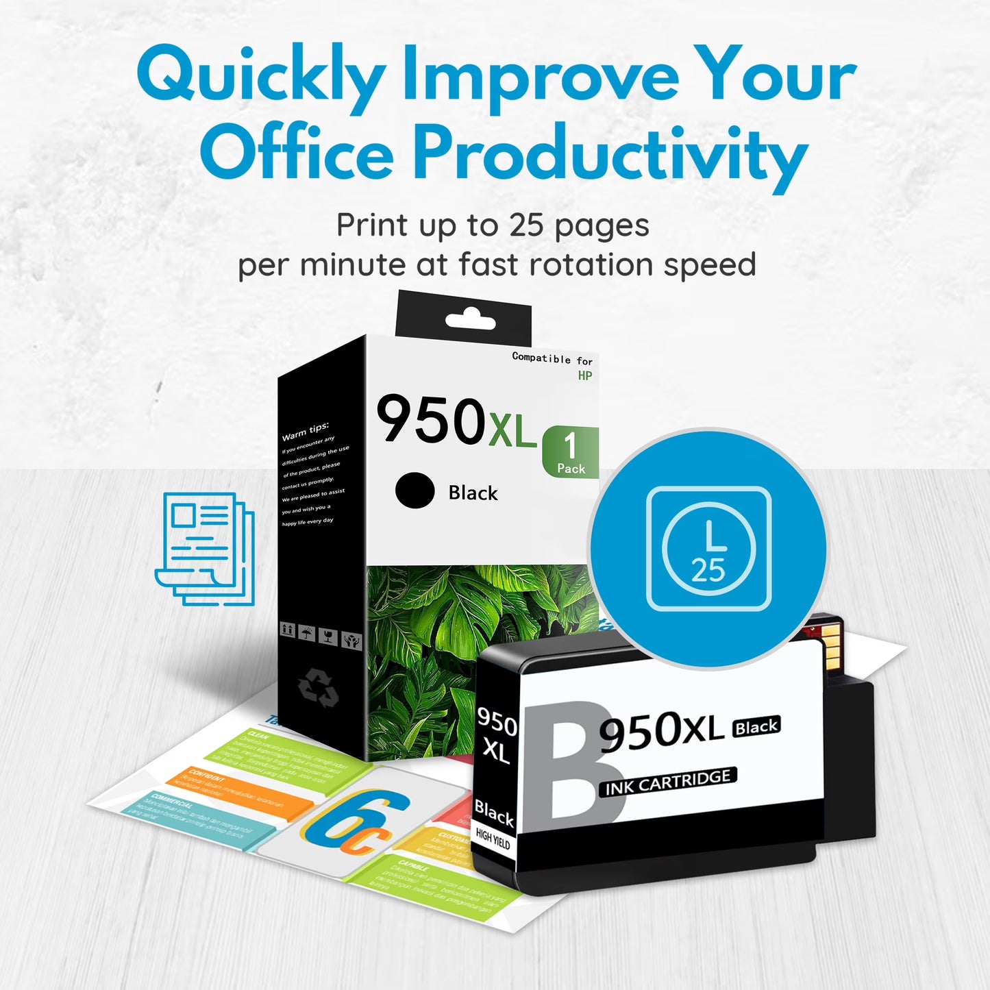 950XL Ink Cartridge Compatible for 950 Ink Cartridge Officejet Pro 8100 8600