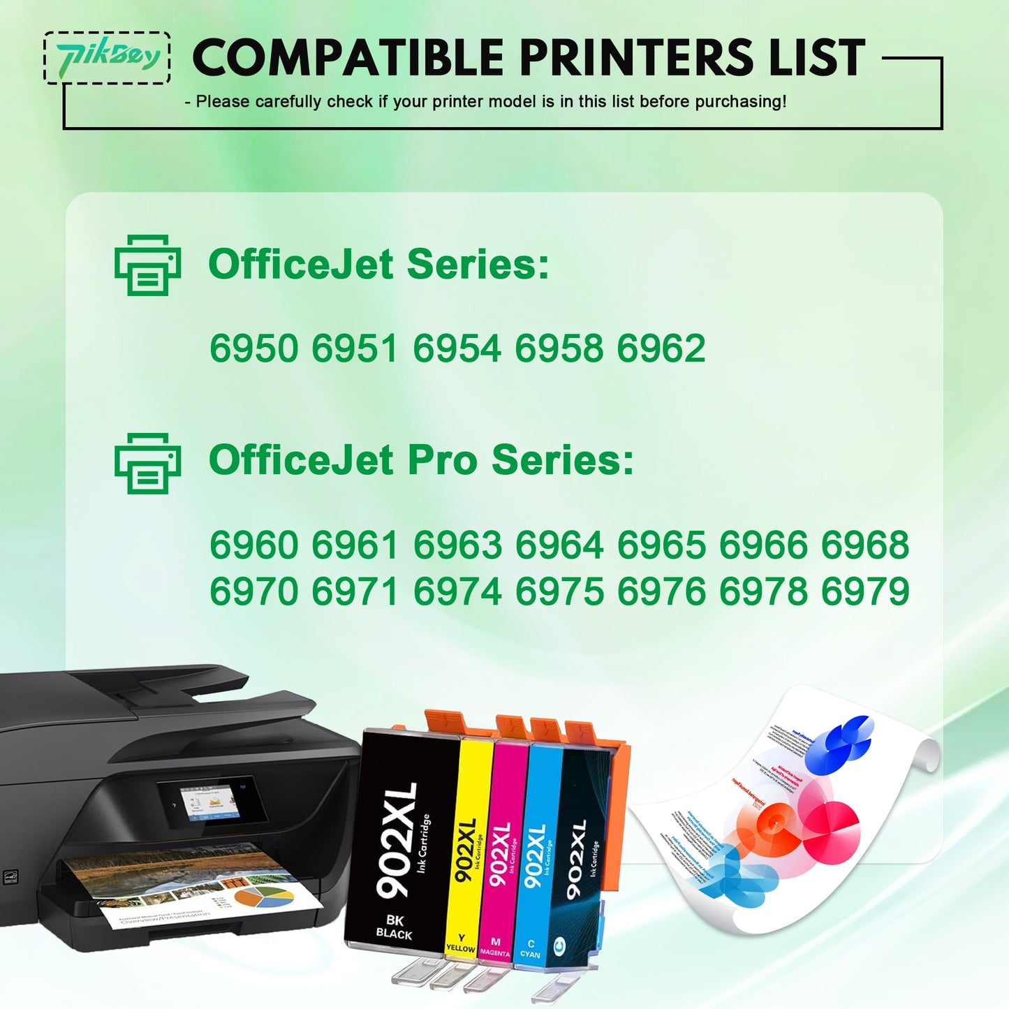 902XL 902 XL Ink Cartridges Combo Pack (4 Pack) - Compatible for HP 902 Ink Works with Officejet Pro 6978 Officejet 6962 Printers