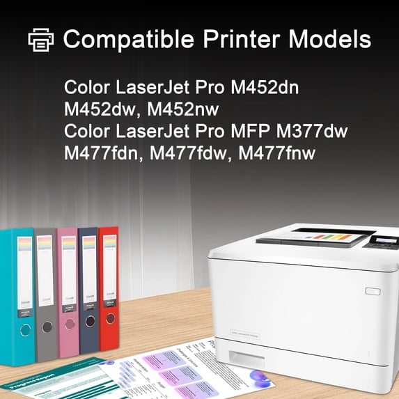 410A(4-Pack Black Cyan Yellow Magenta)Toner Cartridges Compatible for HP410A CF410A CF411A CF412A CF413A for Color LaserJet Pro M452dw M452nw M452dn,MFP M477fnw M477fdn M477fdw M377dw