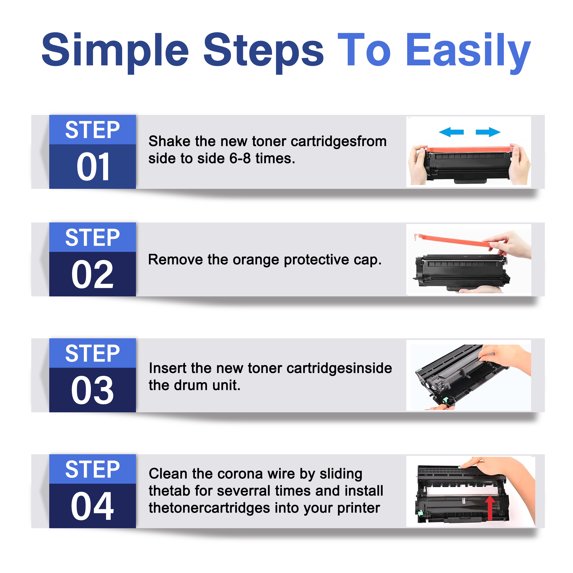 TN760 TN-760 Toner Cartridge 4 Pack ZXTZX Compatible for Brother TN-760 760 Work for DCP-L2550DW HL-L2370DW Printers