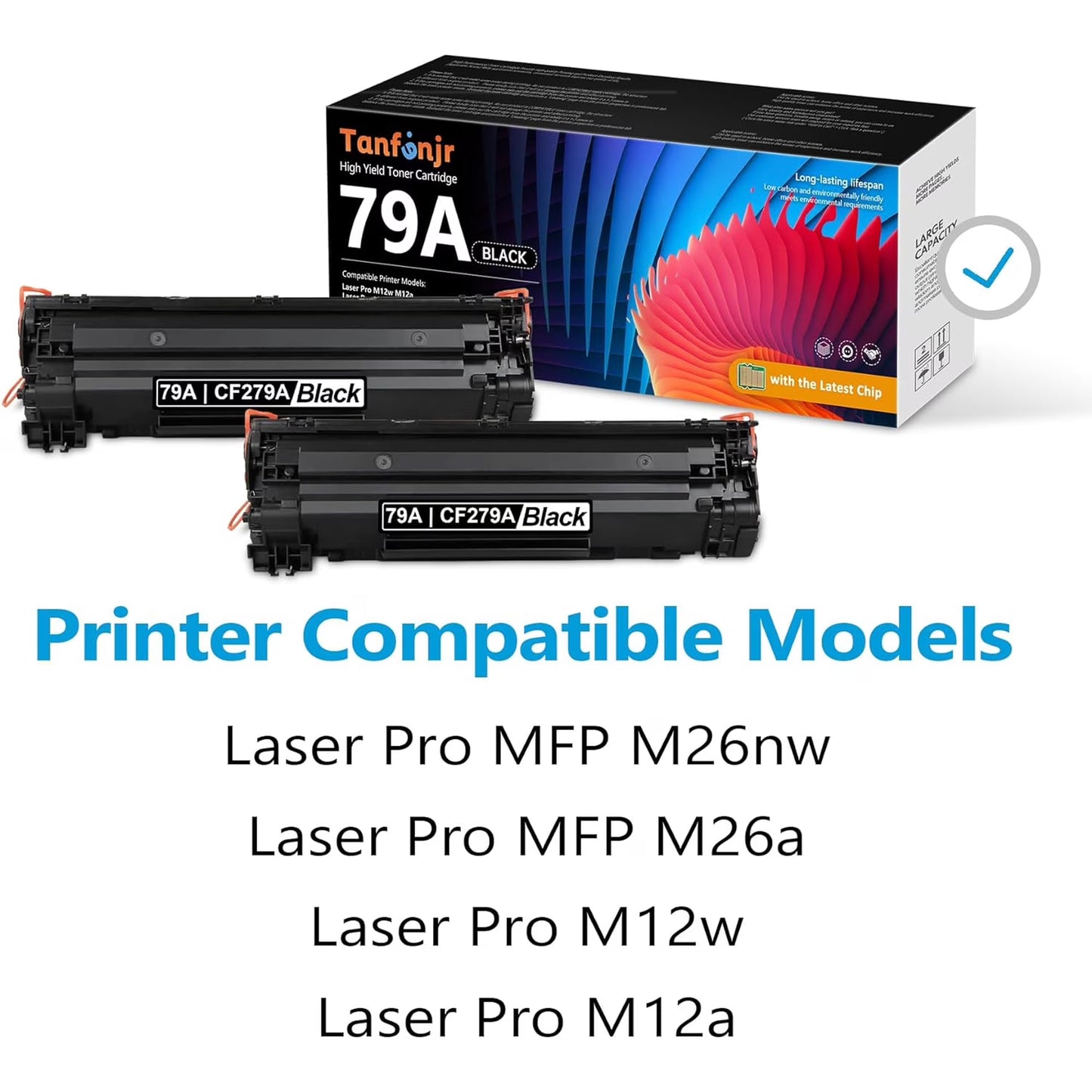 (with Chip) 79A CF279A Toner- 2 Pack 79A Toner Cartridge Compatible for 79A Pro M12 Series Pro MFP M26 Series Printer