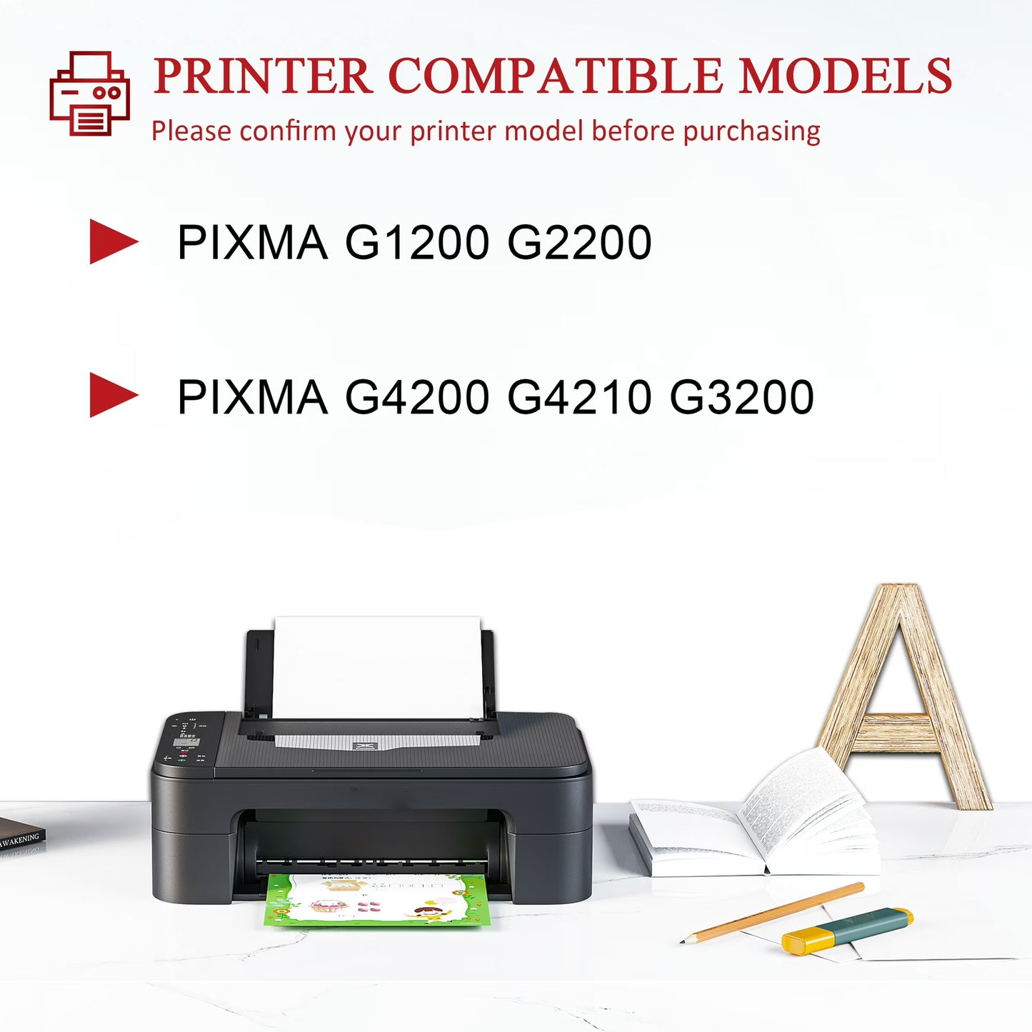 GI 290 Ink Refill Compatible for Canon 290 Ink Refill Bottles Kit for PIXMA G4200 G4210 G3200 Printer(1BK+1C+1M+1Y)