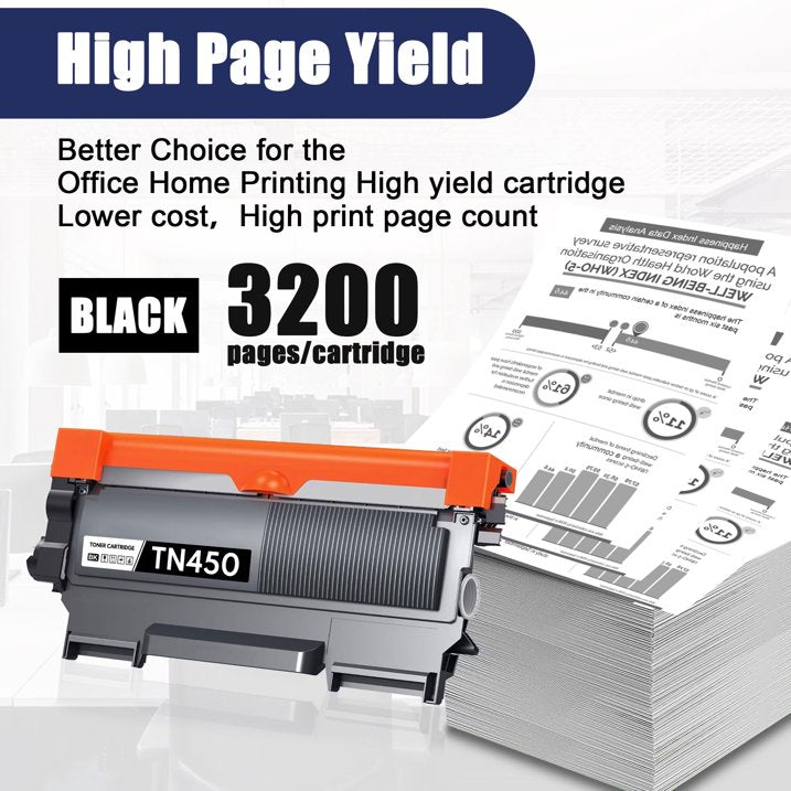 TN450 Toner Cartridges Compatible for Brother TN-450 TN 450 Toner Cartridge TN420 TN 420 for HL-2240 MFC-7460DN DCP-7065D Printer (1-Pack, Black)