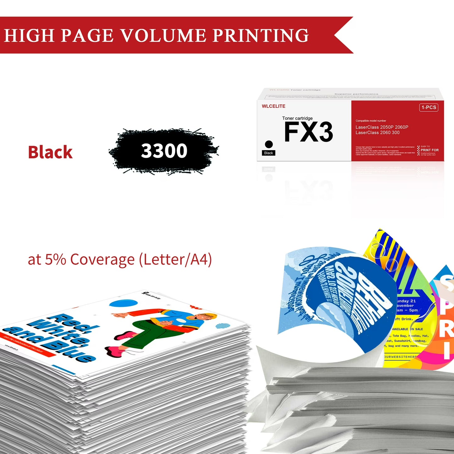 FX3 Black Toner Cartridge Replacement for Canon FX3 Toner Cartridge for High page 3300