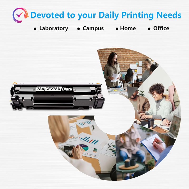 78A Black Toner Cartridges Pack of 2 CE278D Compatible for HP 78A Toner with Pro P1606dn P1606 P1566 P1560; M1536dnf M1537dnf M1538dnf M1530 MFP Printer (with Chip 2-Pack)