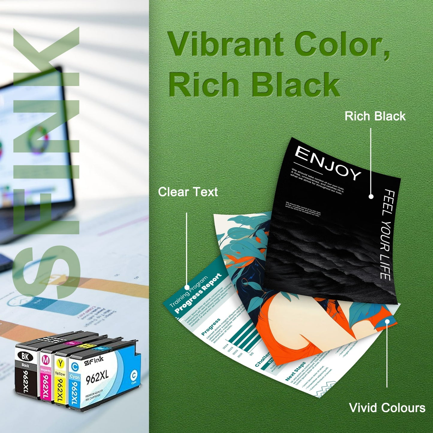 962XL Ink Cartridges Combo Pack Compatible for HP962XL 4 Pack Ink Cartridges for 962 XL Ink Cartridges Printer
