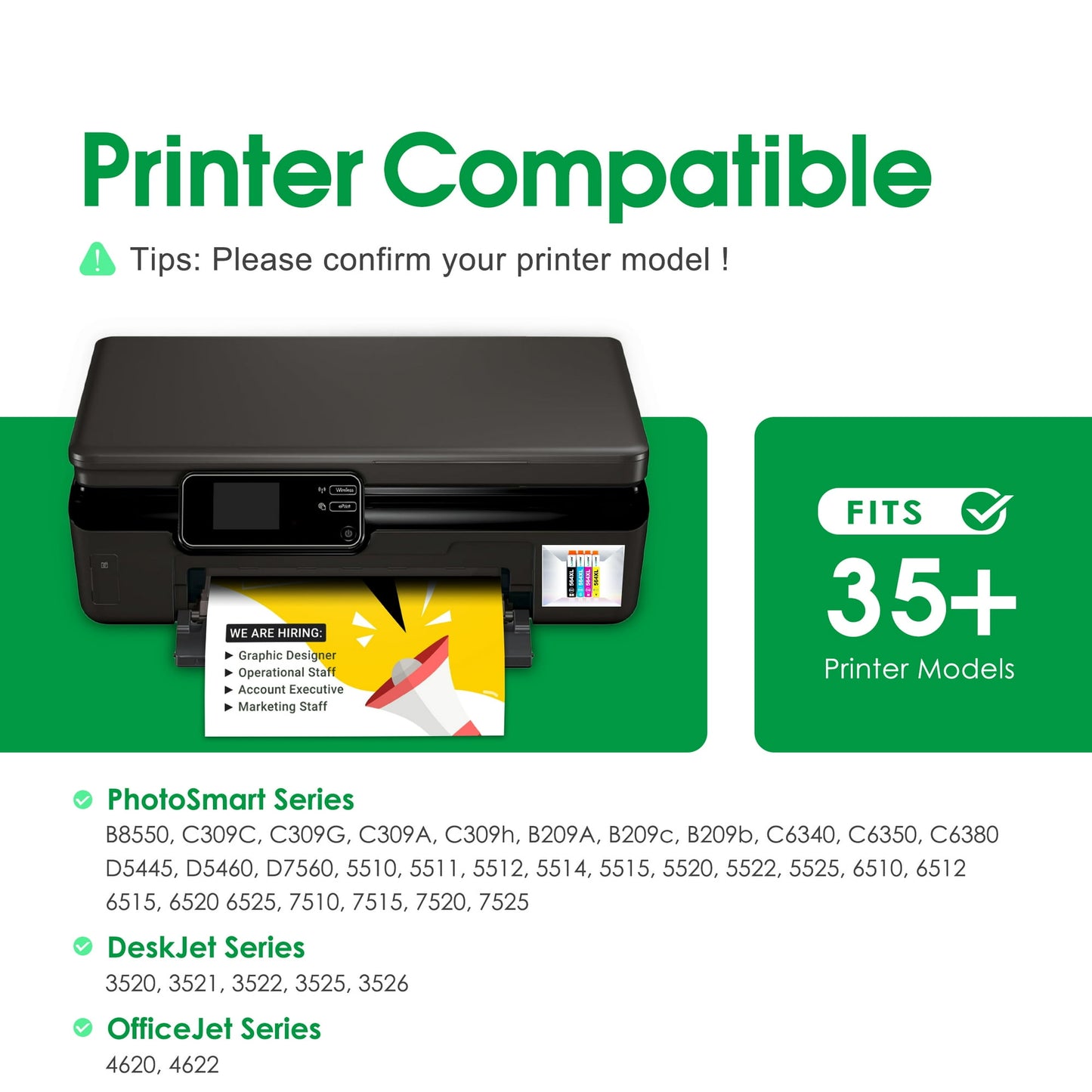 564XL Ink Cartridge (4-Pack Black/ Cyan/ Magenta/ Yellow) Compatible for HP564 XL Ink Cartridges for DeskJet 3520 OfficeJet 4620 PhotoSmart B8550 Printer