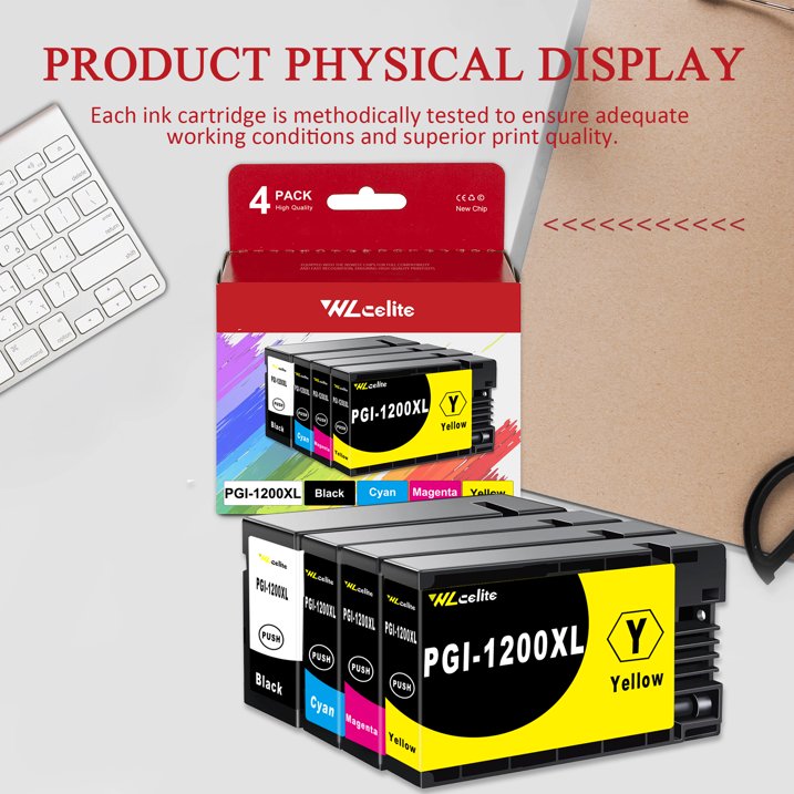 PGI 1200XL Ink 4 Pack Compatible for Canon 1200XL Ink cartridge MB2120 MB2320 Printer (Black Cyan Magenta Yellow )