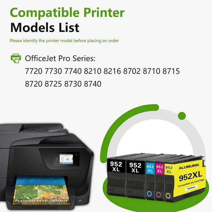 952 XL Ink Cartridges 952XL Compatible for HP 952 Ink Cartridge for OfficeJet Pro 8702 8710 8715 Printers (4 Pack)