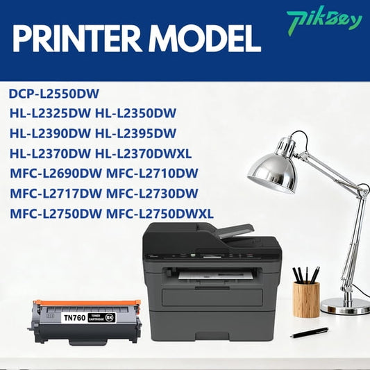 TN 760 TN760 Toner Cartridges 2 Pack Black Compatible for Brother TN760 TN-760 TN 730 TN-730 TN730 Toner Cartridge for HL-L2350DW DCP-L2550DW MFC-L2710DW MFC-L2730DW HL-L2370DW HL-L2395DW Printer