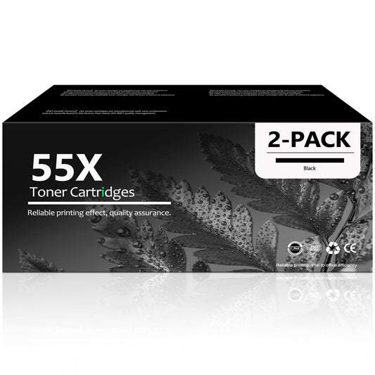 55X Toner Cartridge Compatible for 55X 2 Pack Toner Cartridge for P3015n P3015x MFP M525c Printer(Black)
