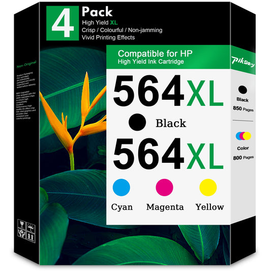 564XL 564 XL Ink Cartridges Combo Pack (4 Pack) - Compatible for HP 564 Ink Work with DeskJet 3520 OfficeJet 4620 Printers