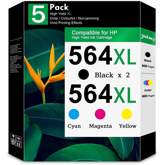 564XL 564 XL Ink Cartridges Combo Pack (5 Pack) - Compatible for HP 564 Ink Works with DeskJet 3520 OfficeJet 4620 Printers