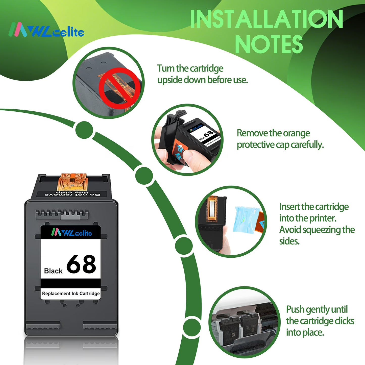 68 Ink Compatible for 68 Black Ink Cartridge for Envy 6100e 6500e Series