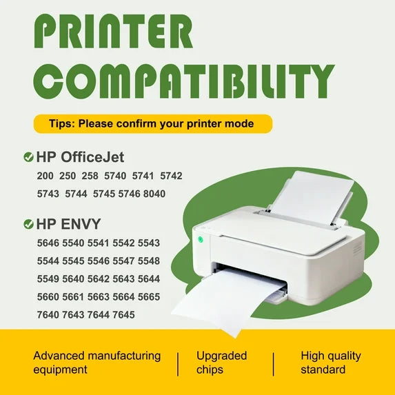 62XL Ink Cartridges 2 Pack Black Compatible for 62 Ink with Envy 7640 OfficeJet 200 Printer