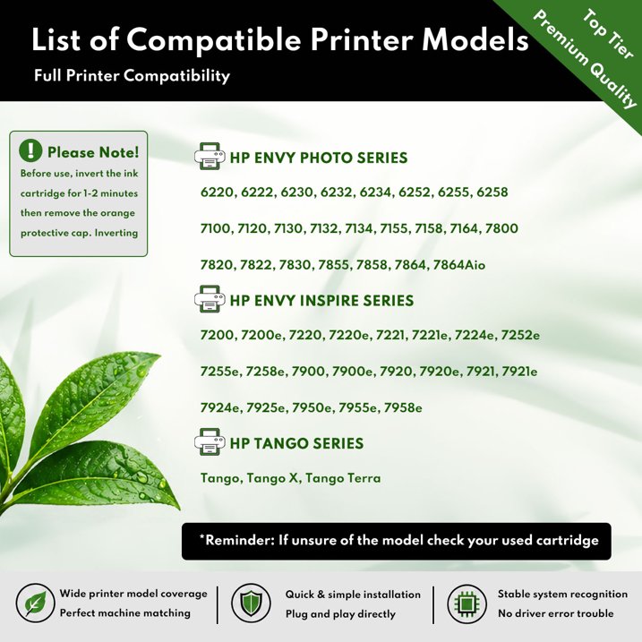 64XL Ink Cartridges Compatible for HP64 Ink Cartridge Ink 64 XL for Envy Photo 7858 7855 7155 7255e 7955e Envy Inspire 7255e 7955e 7958e 7900e Printers (Black, Tri-Color)