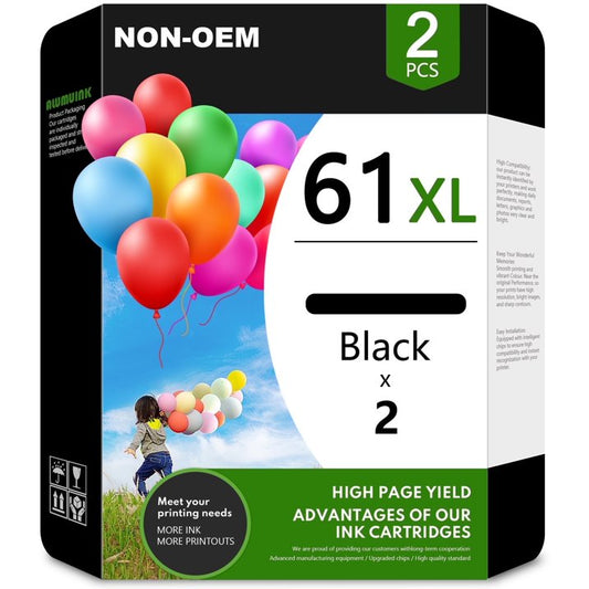 61XL Ink Cartridges Black Compatible for 61 XL Ink for Envy 4500 Officejet 4630 Printer