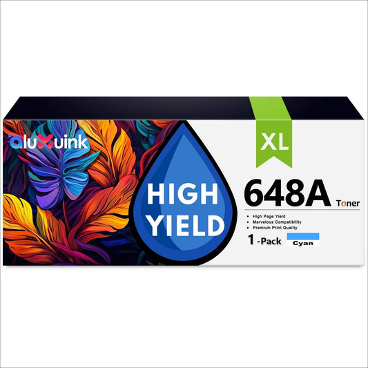 648A Toner Cartridge 1 Pack Compatible for HP 648A CE261A Cyan Toner Cartridges for Color Laser Enterprise CP4025, CP4525 Series Printers