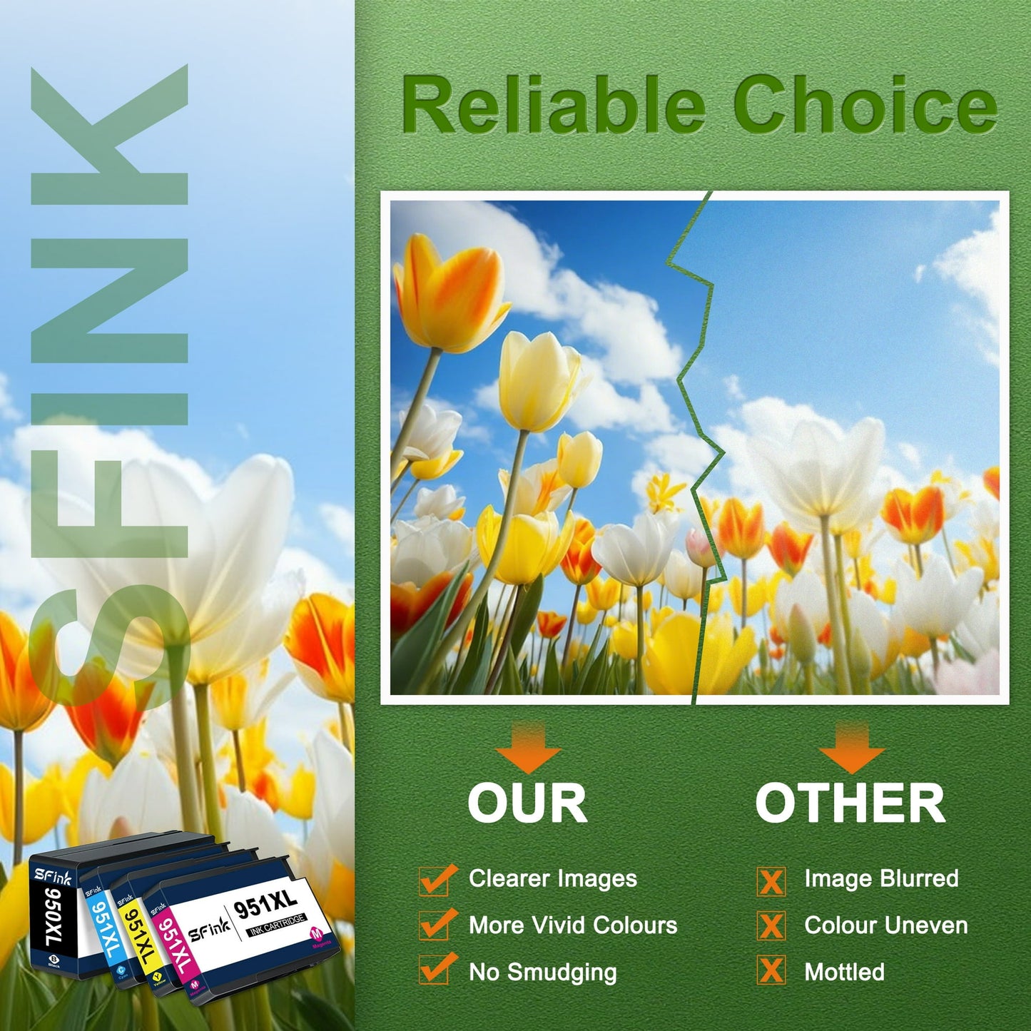 950XL and 951XL Ink Cartridges 4 Pack Compatible for HP950 and 951 XL Ink Cartridges Combo Pack Works with OfficeJet Pro 8600 8610 8620 Printers