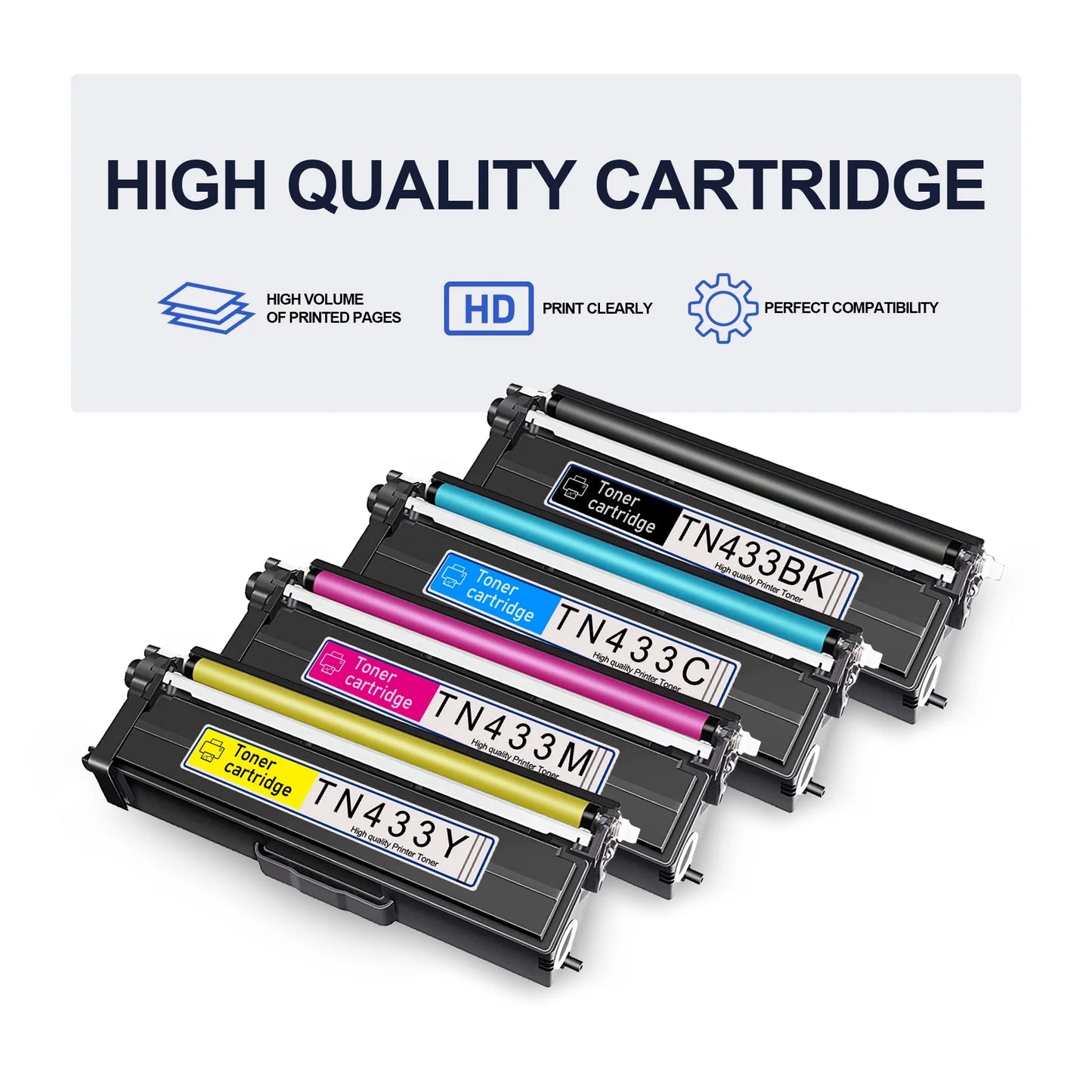 TN433 Toner Cartridge Black Replacement for Brother TN-433 Toner for HL-L8360CDW Printer - 2 Pack