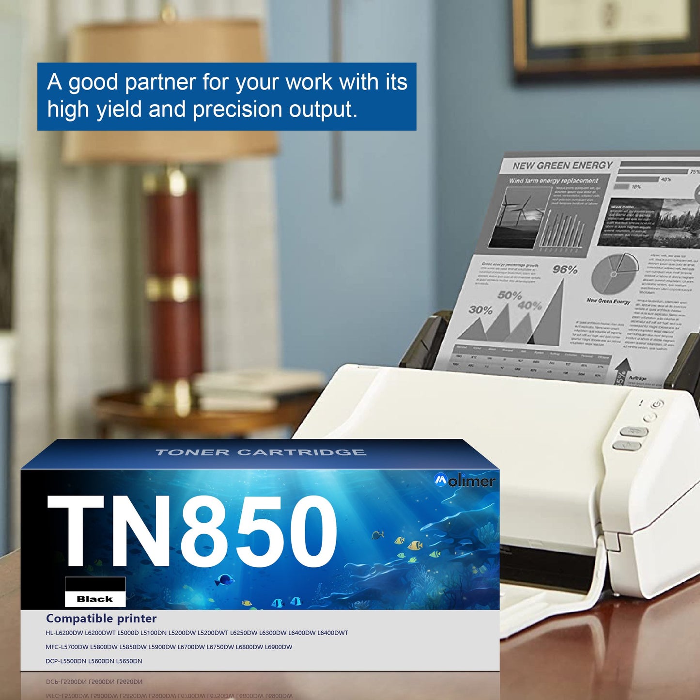TN850 Toner Cartridge Replacement for Brother TN850 Black Toner Compatible for HL-L5000D Printer.