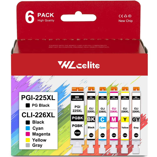 225 226 Ink Cartridges 6 Pack Compatible for Canon 225XL 226XL Ink Cartridge for iX6520 MG5120 Printer